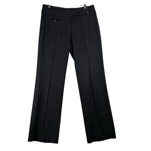 Donna Degnan Pinstripe Straight Leg Trouser Pants Women's 32 Slacks Front Crease